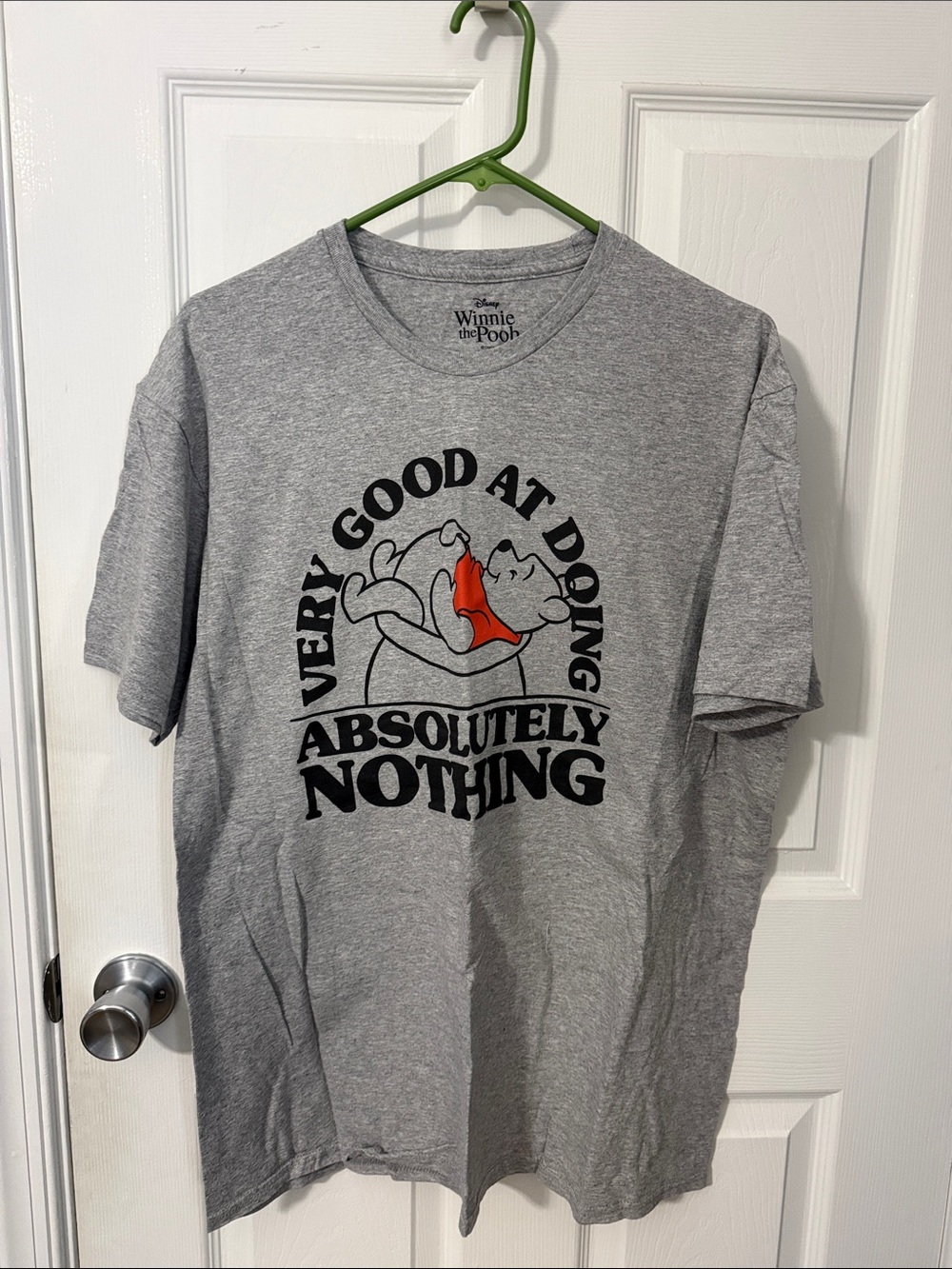 Disney Gray Winnie the Pooh Graphic Tee with Red Accent